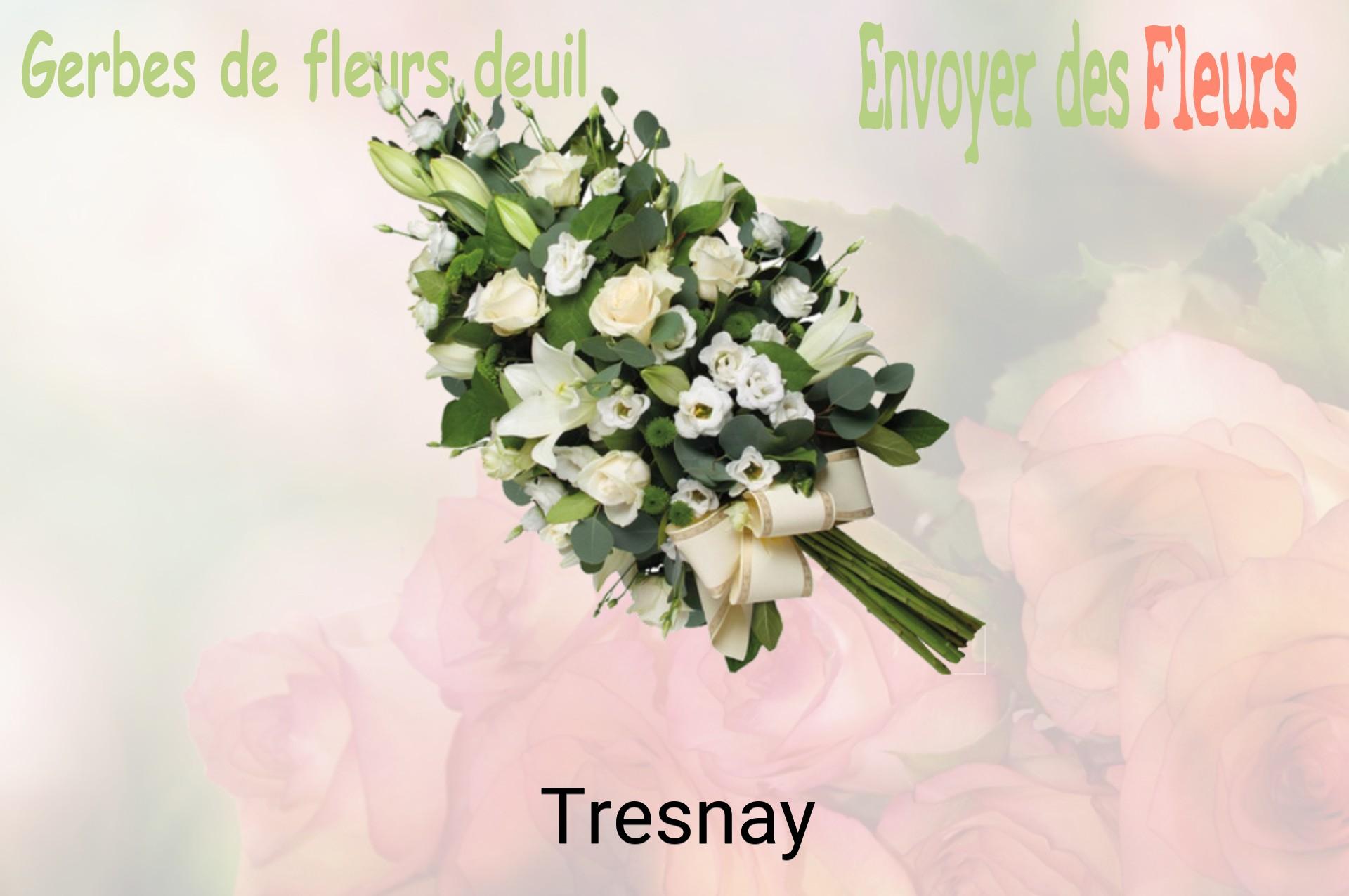 Gerbe de fleurs de deuil livrée à Tresnay